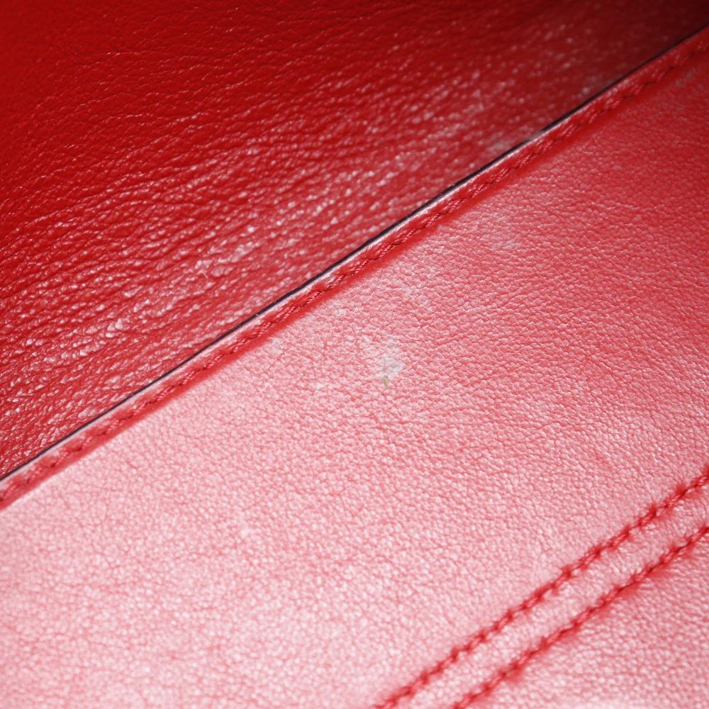 LOEWE Avenue Shoulder Bag Repeat anagram ChainShoulder Red Calfskin Women Used