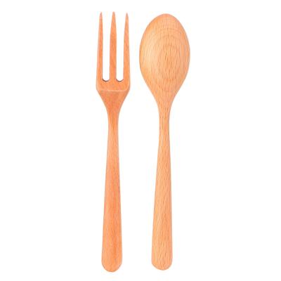 2Pcs/Set Heat Resistance Wood Fork and Spoon Durable Kitchen Utensil for Home Restaurant