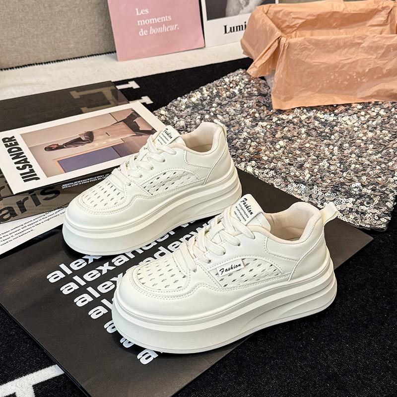 

2025 Сетчатые Летние Осенние Туфли-лодочки на каблуке из натуральной кожи Пильс Мюли Роскошные Женские Смешанного цвета Ажурные Туфли Ботинки Платформа 35 бежевый