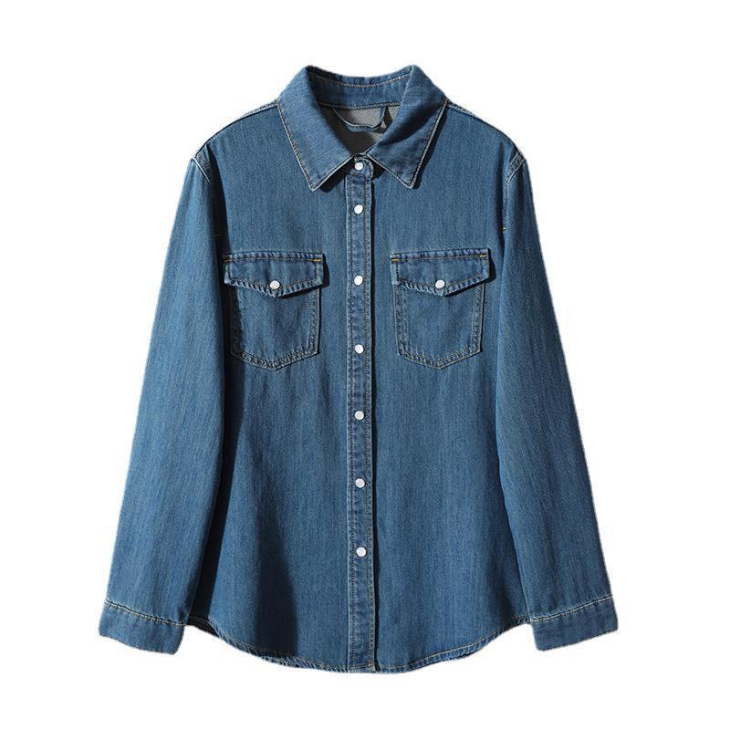 Denim Shirt 2026 Spring New Style Elegant Women's Cardigan Shirt Blue Fashionable Light Jacket