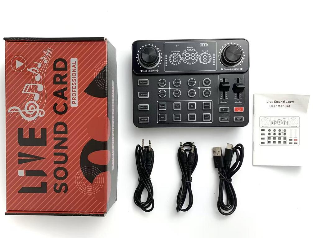 F998 Sound Card & Microphone Set with Type-C Adapter for Mobile Recording, Streaming, and Podcasting