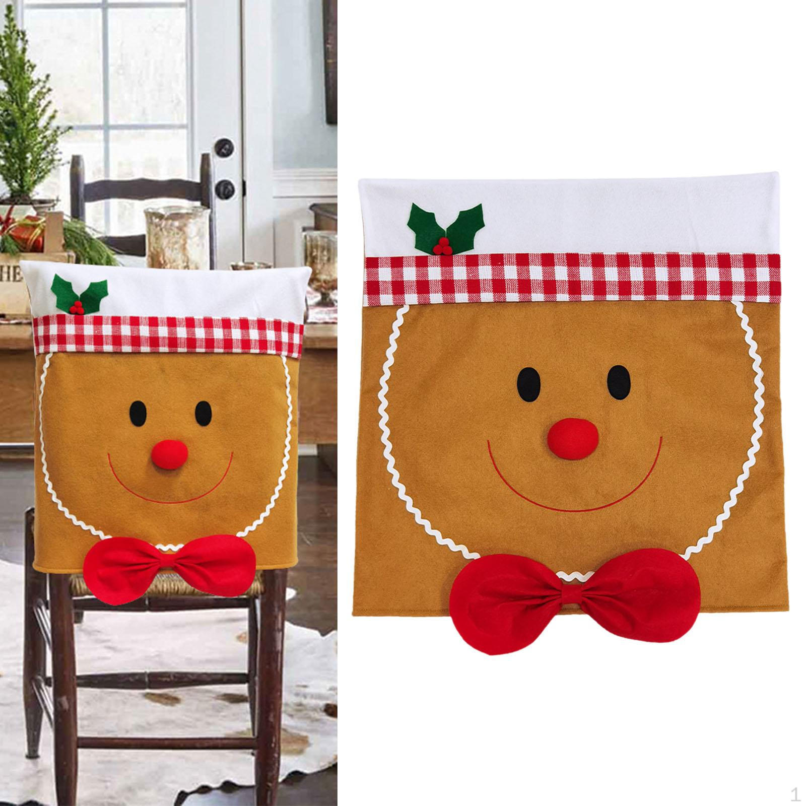 

Christmas Chair Back Cover Protector Cute Washable Dustproof Office Backrest red bow tie