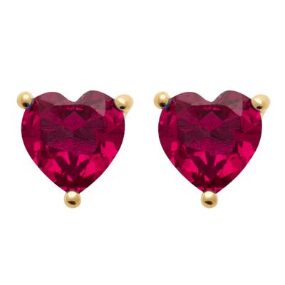 [R7457] - Gold Plated 'Love' Golden Ruby Earrings - 5x5 Mm