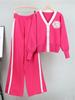 2025 Herbst/Winter Damen Strick-Cardigan & Weitbein-Hosen Set