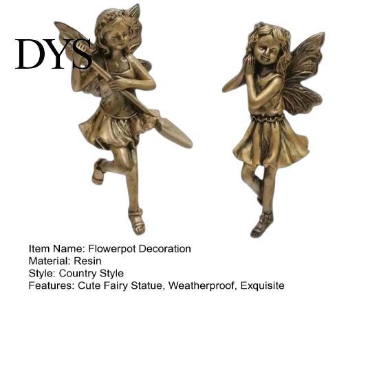 Dekorativer Topf Dekoration 2 Stück/Set Pflanzgefäß Blumenfee Figuren, Retro Harz Schmetterlingsflügel Skulpturen Statuen, Niedliche Hängende für Außen Innen