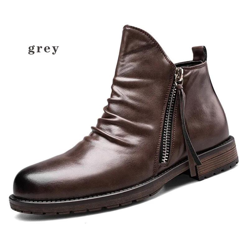 

Модные мужские ботинки Chelsea, высокие, 2024 года, брендовые, удобные, модные, кожаные, мужские ботинки, дизайнерские, итальянские, деловые, ботильоны 48 серый