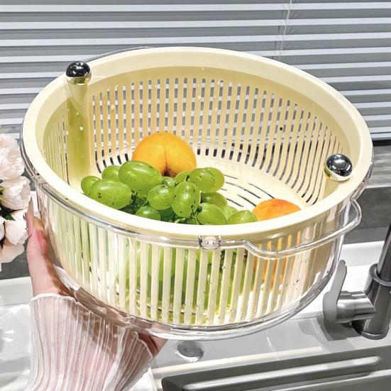 Yousheng Vegetable Fruit Washer Multi-Functional Drain Basket Fruit Tray Versatile Rotating Food Prep Tool Kitchen Accessory