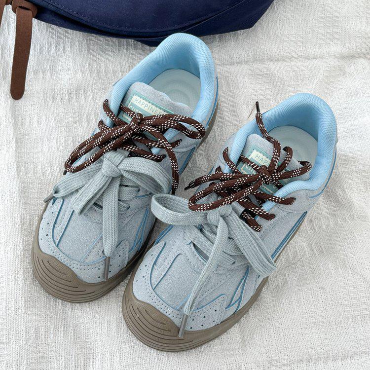 

Женские кроссовки на толстой подошве в стиле ретро с цветными блоками Dopamine Niche, универсальная повседневная обувь - Весна 2025 39 озеро синий