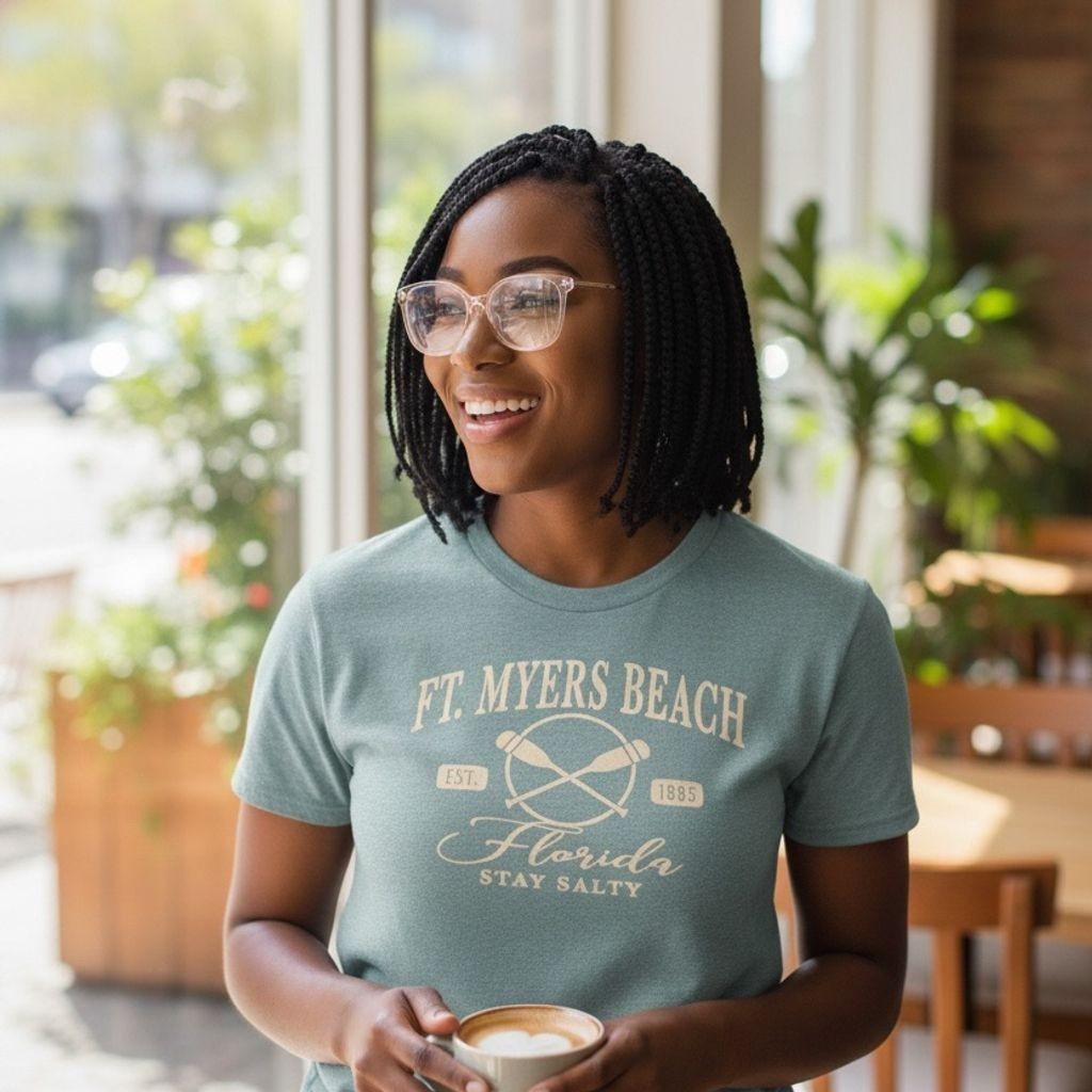 Ft. Myers Beach Florida Souvenir Unisex T-Shirt XL Green Graphic Print Casual XL