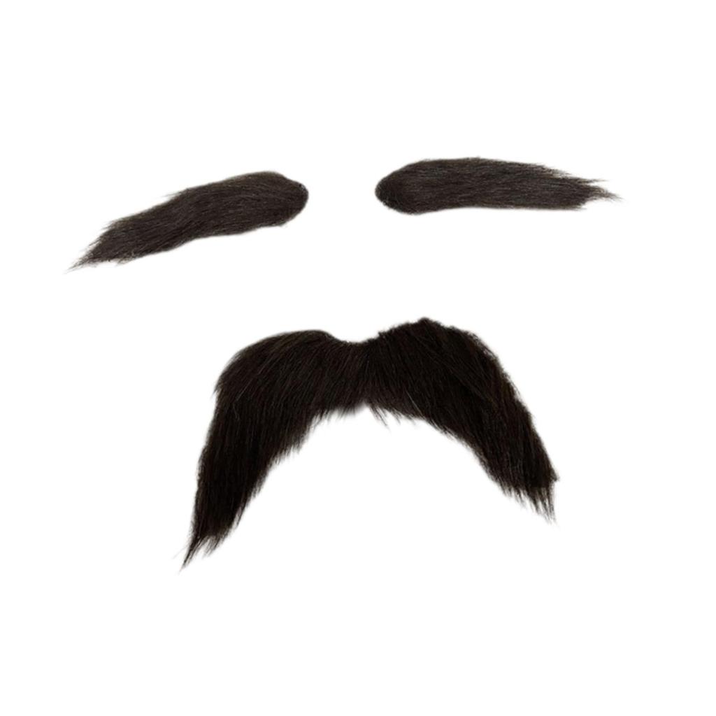 2x Fake Mustache and Eyebrows, Beard for Party Festival