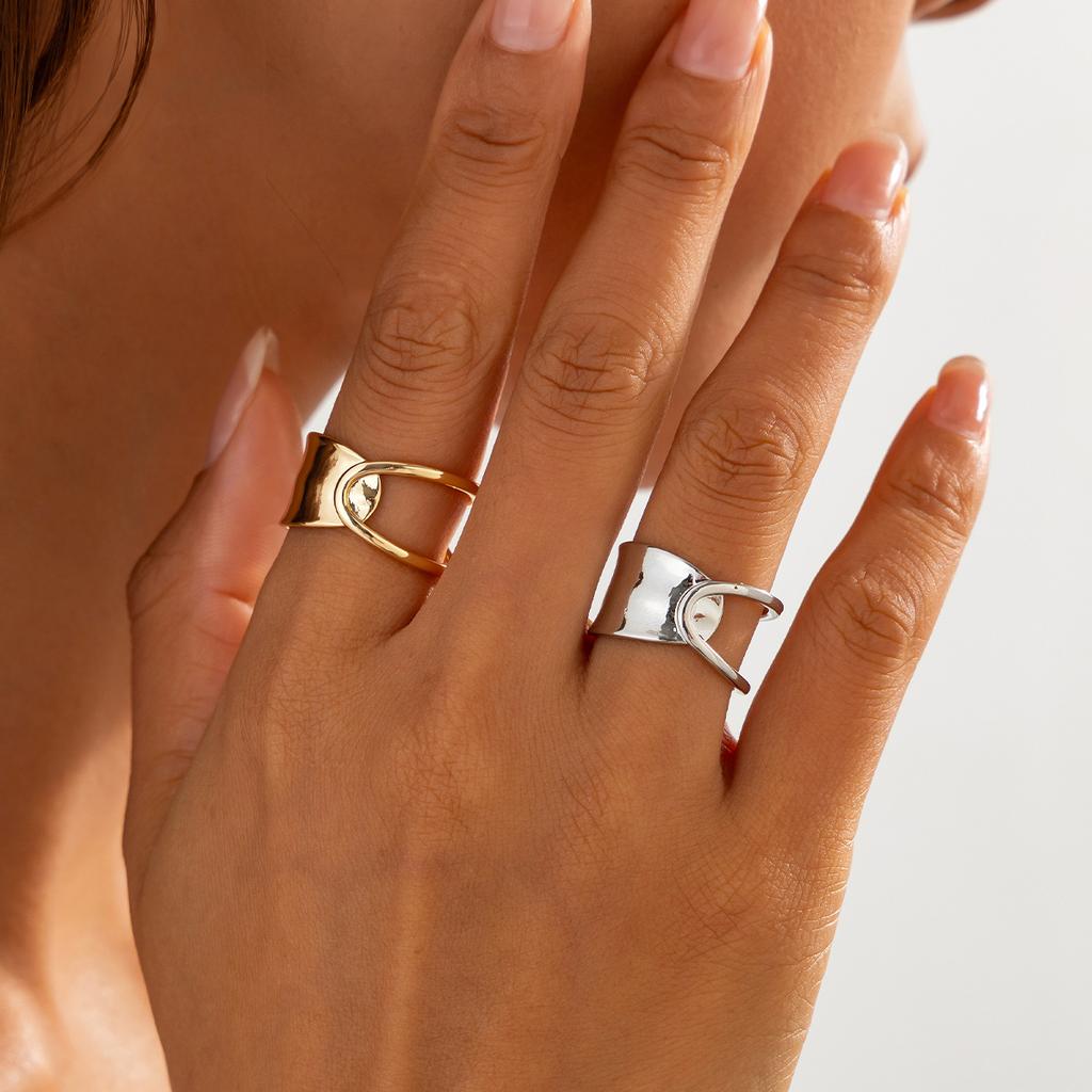 Simple ins geometric glossy ring jewelry, irregular design cross joint ring