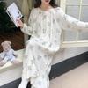 Pajamas Loose double-layer cotton yarn long-sleeved pajamas Princess style crew neck pajamas can be worn outside Sweet and fresh female college 