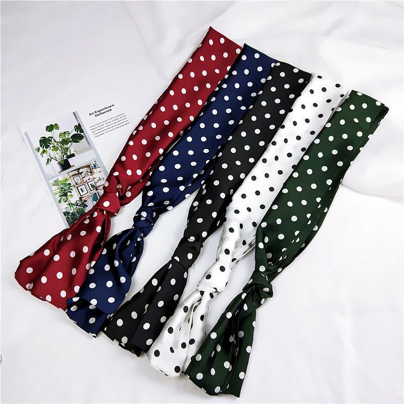 New Polka Dot Small Scarves Women'S Spring Styles Fashionable And Versatile Autumn And Winter Long Bags Wrist Scarves Decoration