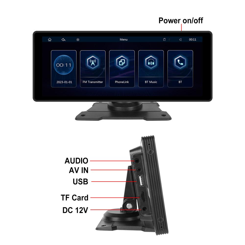 10.26" Smart Player+Rear Reverse Camera For Wireless Carplay Android Auto Tablet