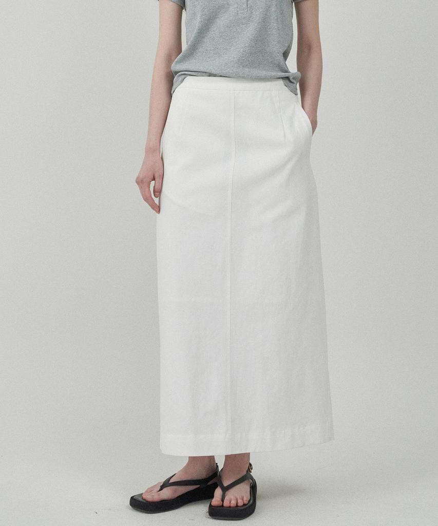 Mot Relaxed Cotton Slit Skirt - White