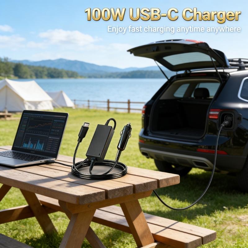 100W PD Typ C Autoladegerät Schnellladeadapter für Laptops Mit ABS-Metallgehäuse und Reise-Design