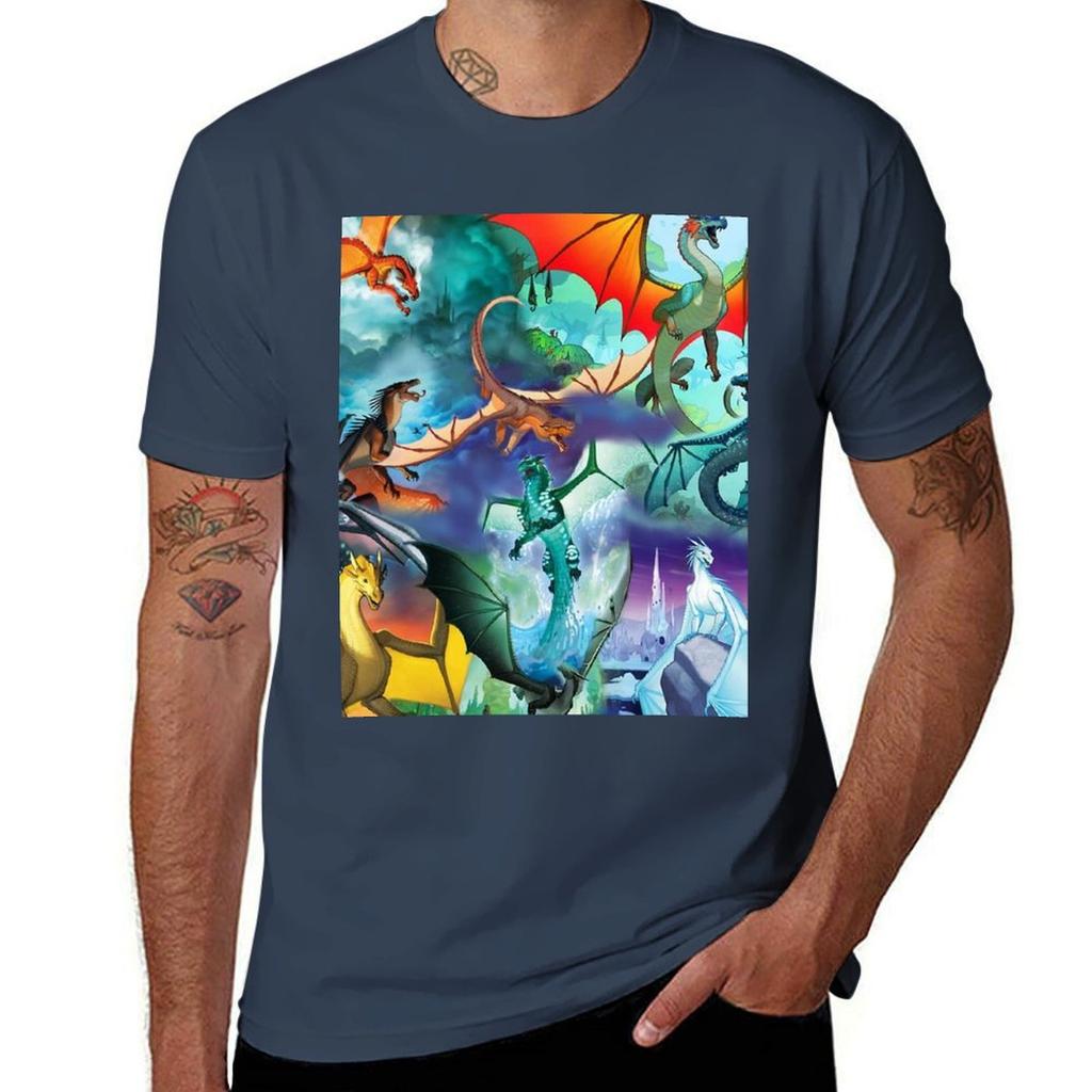 Wing Of Fire All Dragon Pattern Background Tshirt Basic Casual Wear Short Sleeve Top