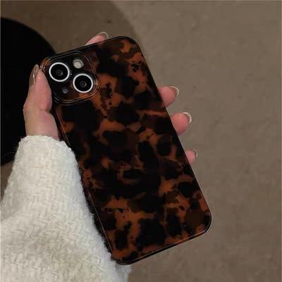 Bernstein-Leopard iPhone-Hülle: Passend für Modelle 11/12/13/14, geeignet für iPhone 15 Pro Max – europäischer und amerikanischer Stil