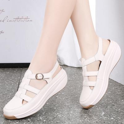 Zapatos Bajos Baotou de Talla Grande Zapatos Blancos Pequeños Sandalias Finas de Verano para Mujer
