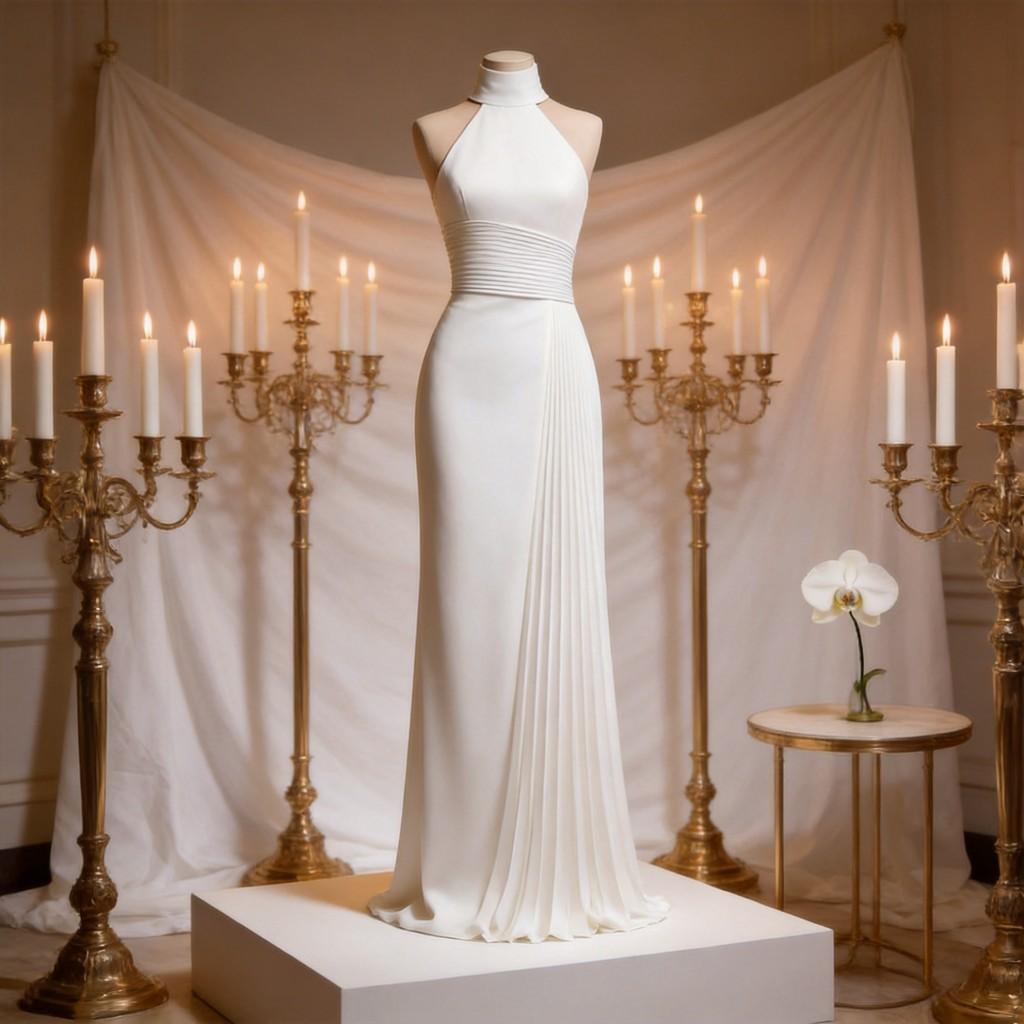 Elegantes Vintage-Kleid für Damen mit Rüschenfalten für Hochzeitsfeiern