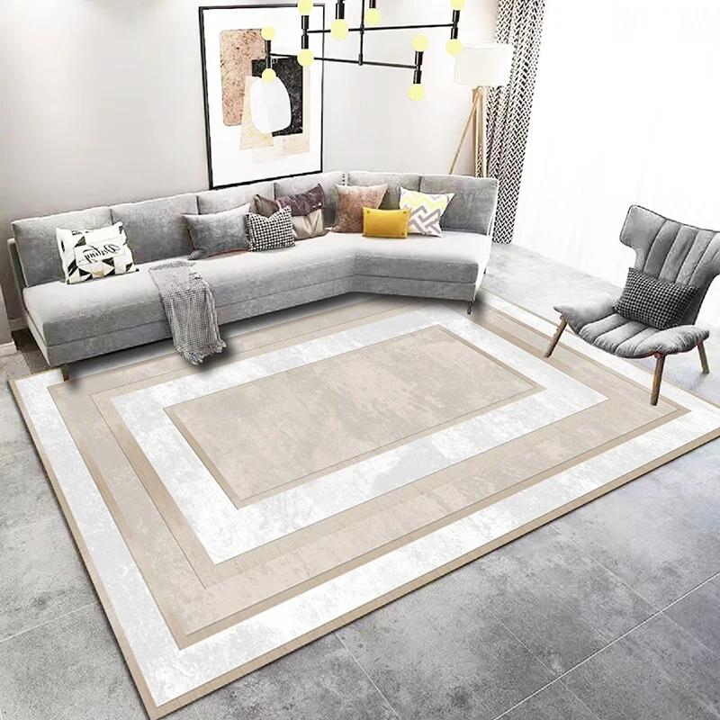 Classical Living Room Decor Carpet Home Decoration Gold Border Soft Rugs for Bedroom Washable Lounge Mat Elastic Floor Carpet