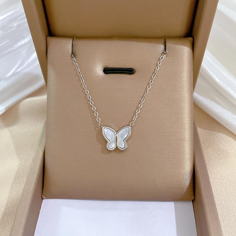 Full Titanium Steel Geometric Animal Minimalist Real Gold Necklace for Women - Collarbone Chain