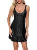 Sexy 2026 Low-Cut Sequin Bodycon Party Dress with Short Skirt