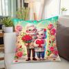 1pc Flower Sea Elderly Couple Pillowcase, Soft and Comfortable Polyester Short Plush Fabric, Single-sided Print, Pillow Insert Not Included, 44.96*44.