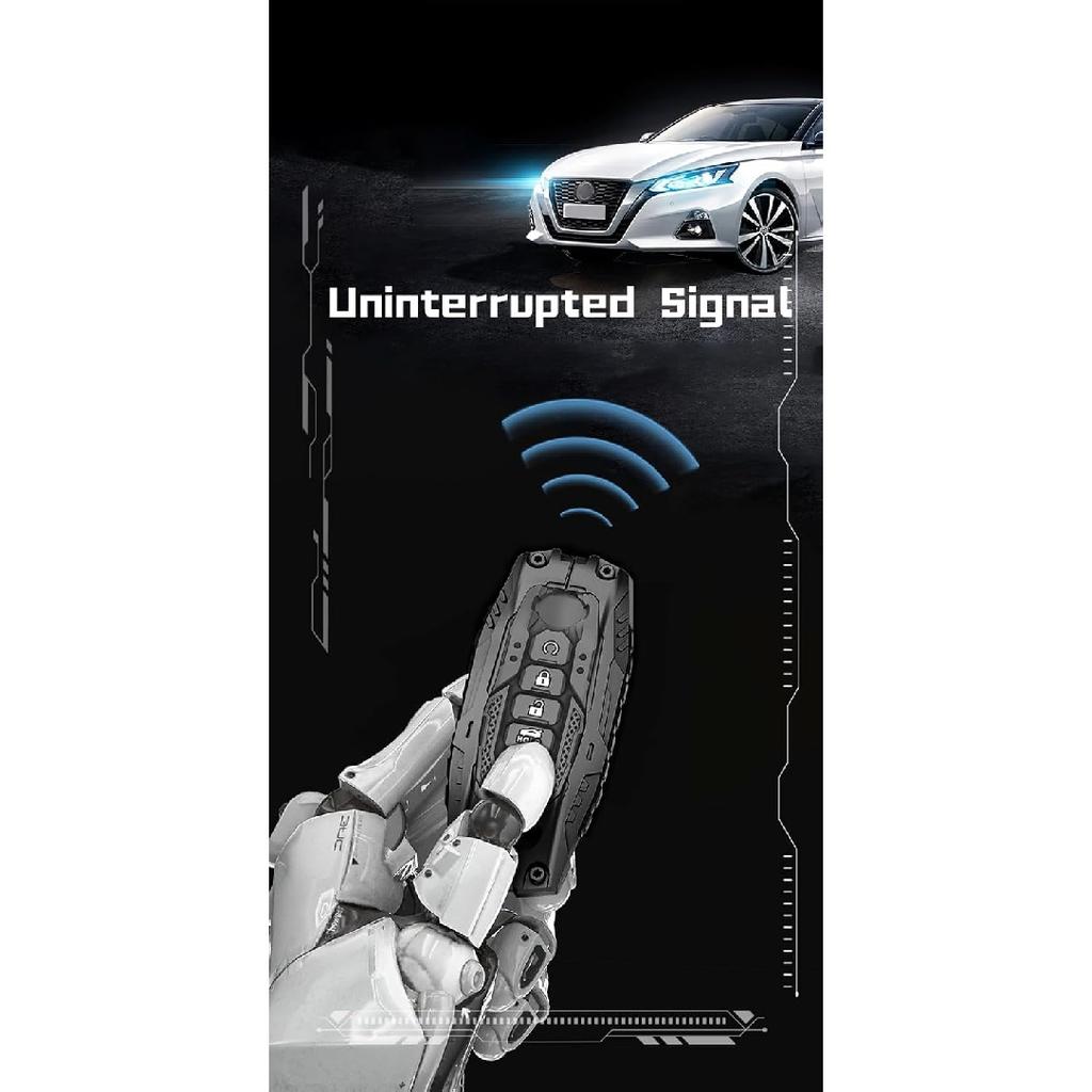 Heavy Zinc Alloy Key Fob Cover, Keychain, Key Case, Accessories Compatible With Nissan (Model-A 4 Buttons)