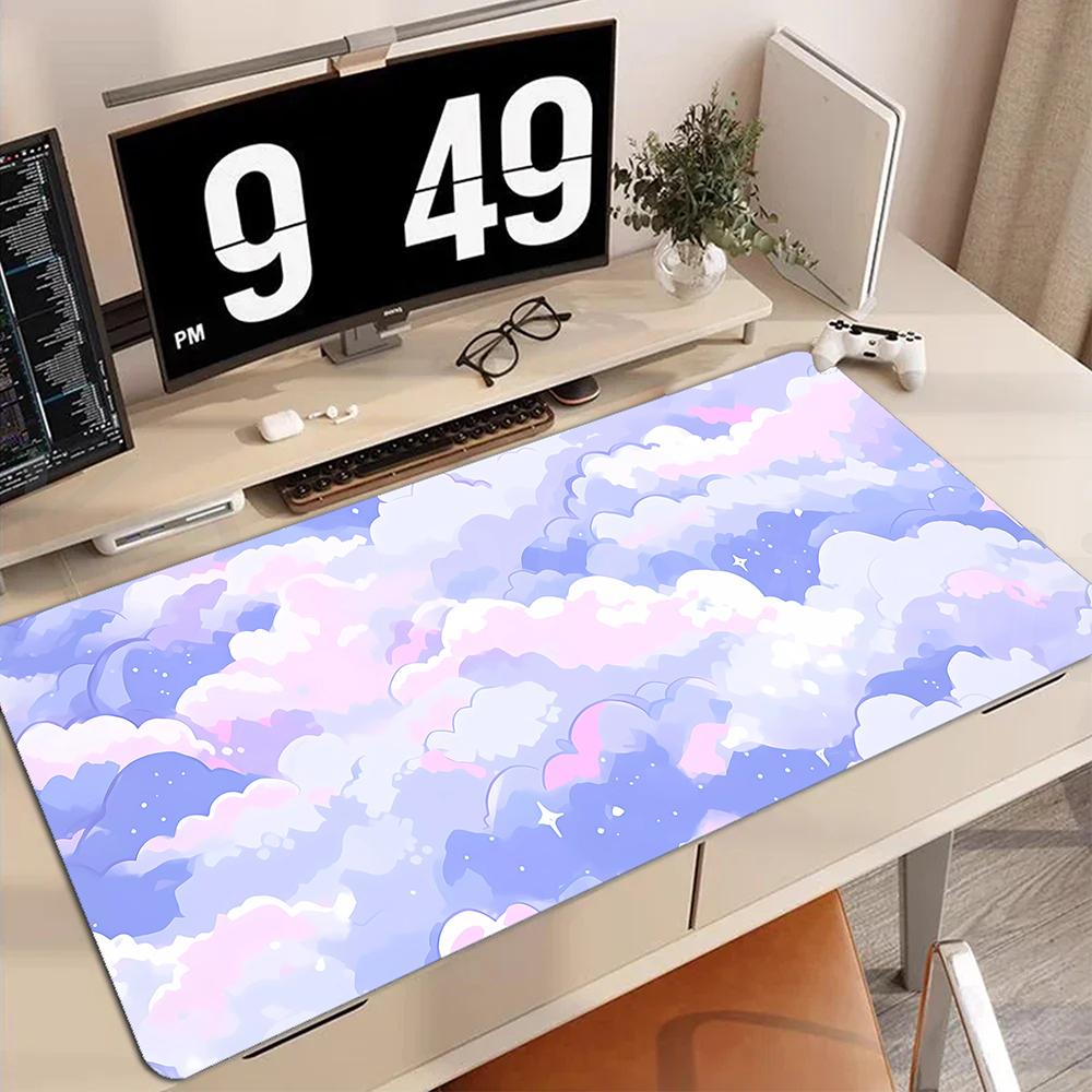 Mousepads Kawaii Anime design Mouse Pad Colorful Clouds Pink Computer Desk Mat Rubber Carpet pc Gaming mat maus pad
