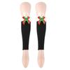 Ribbed Knitted Christmas Boot Cuffs for Women Sweet Bowknot Festival Plush Trim Leg Warmers Calf Socks for Cold Weather