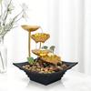 Golden Relaxation Tabletop Water Fountain with LED Light 4 Tier Lotus Small Desktop Waterfall Fountain with Rocks for Home Bathroom Bedroom Decor