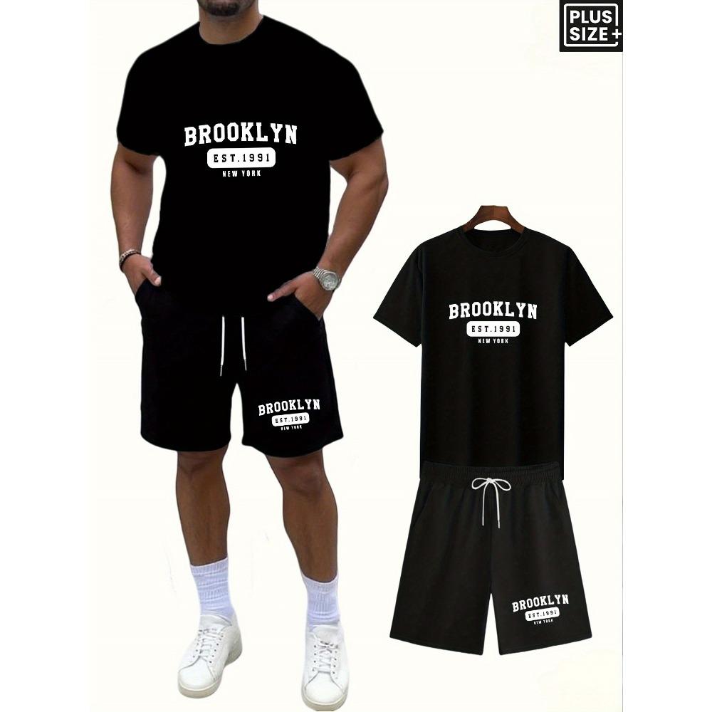 

Men s T-shirt and Short Sleeved Set, Designed for Casual Fashion, with Plus Size Fabric That Is Comfortable and Soft, Suitable for Daily Wear XXL