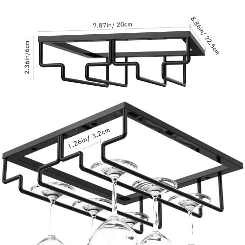 Nuovoware Wine Glass Rack, Glass Holder, Wine Glass Hanger, Hanging Wine Glass Rack, Wire, 2-Row, Wine Glass Holder, Wine Glass Storage, Wine Glass Dr