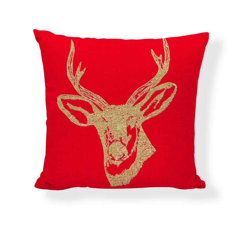 Red Series Santa Claus Pattern Throw Pillow Cover with Short Plush Print for Living Room Sofa Decoration Cushion Cover