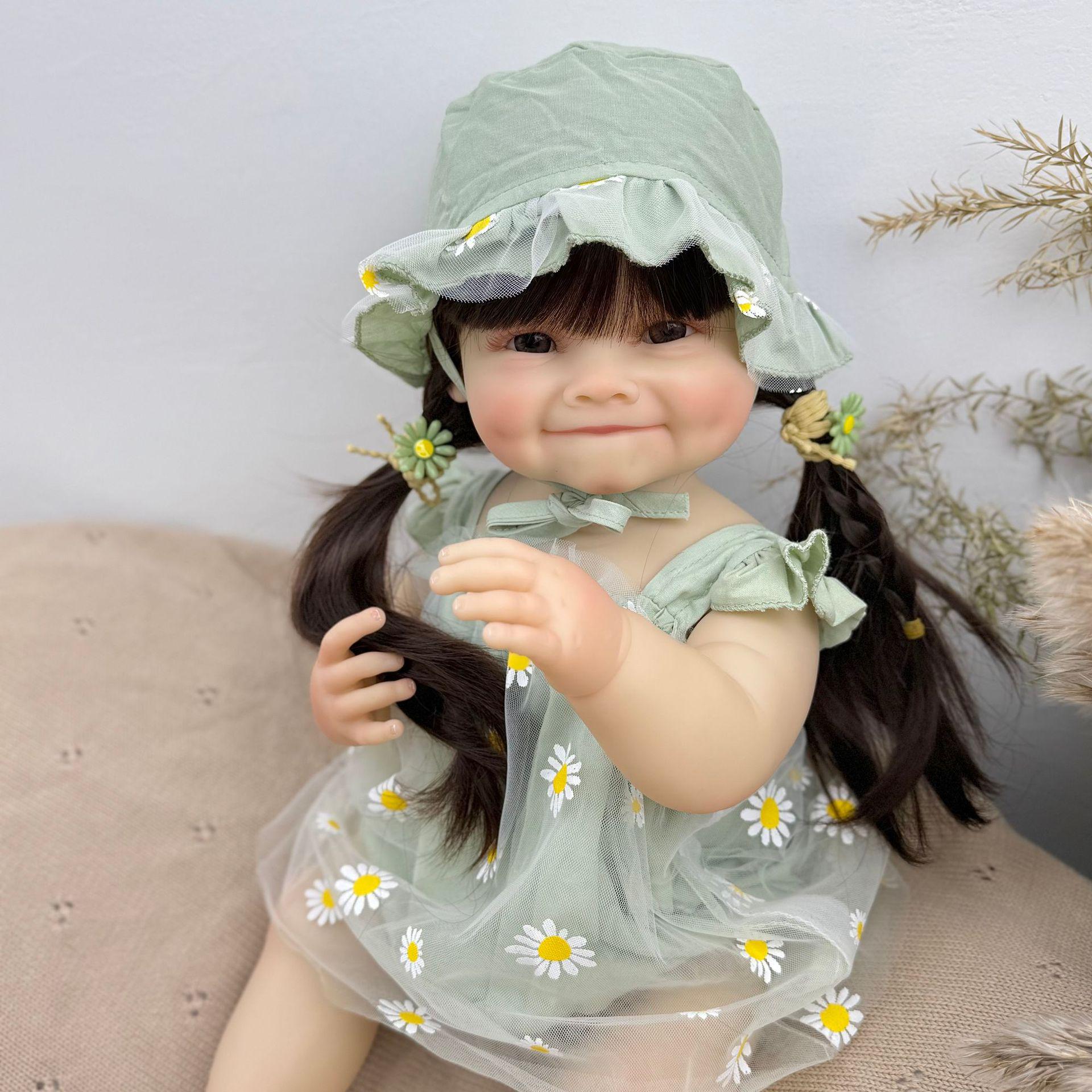 

BZDOLL 55 см Кукла-младенец Реборн, которую можно купать, реалистичная, с длинными волосами, полностью силиконовая 55cm светло-зеленый