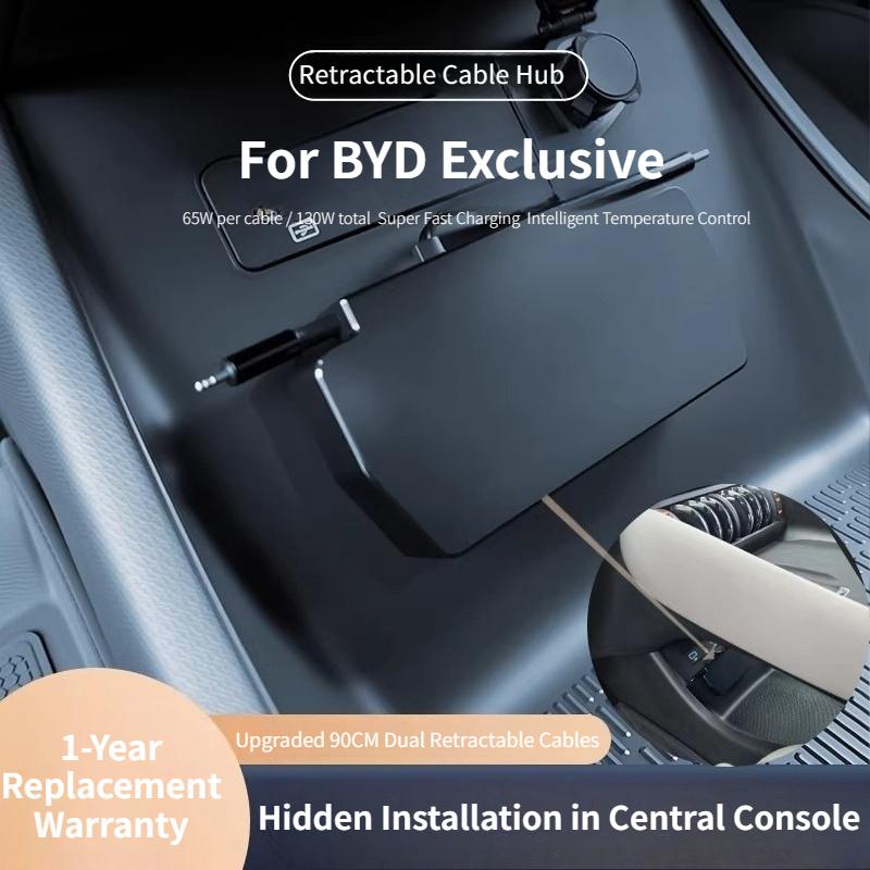For SHUN SOON Retractable Car Charger Docking Station Fit BYD Changan Geely New Energy Vehicles Auto Fast Charging Accessories