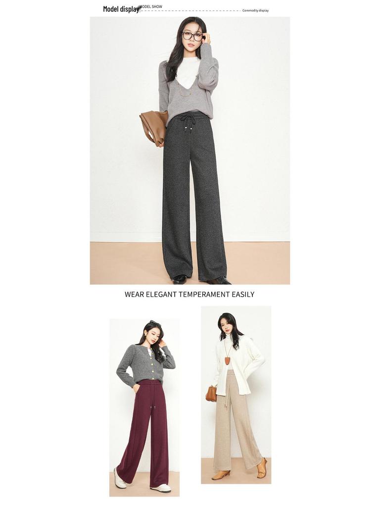 Women's Wide-Leg Winter Sweatpants with Drawstring Waist - Casual European & American Style.