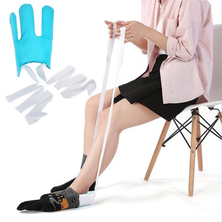 No-Bend Drawstring Sock Aid for Elderly, Pregnant, and Disabled Users