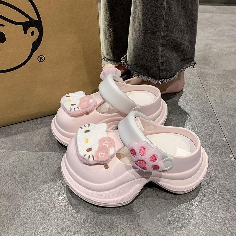 Roztomilý kreslený plážový vak Hello Kitty, pantofle s hlavou, nošení na jaro a léto 2025, nové protiskluzové pohodlné chladivé pantofle se silnou podrážkou