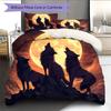 Moon Wolf  Pattern Bedding Quilt Set Quilt Cover Pillowcase Home Decoration  Gift (1 * Duvet Cover + 2 * Pillowcase, Without Core)