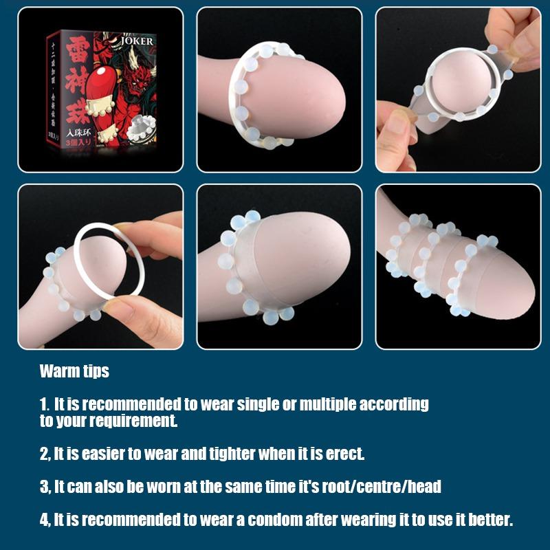 Transparent 3/6/12 Bead Penis Ring Delay Ejaculation Ring G-point Clitoral Stimulate Cock Ring Adults Product for Men
