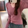 Korean pure desire solid color V-neck bottoming sweater for women in autumn and winter new style slim fit inner long-sleeved top
