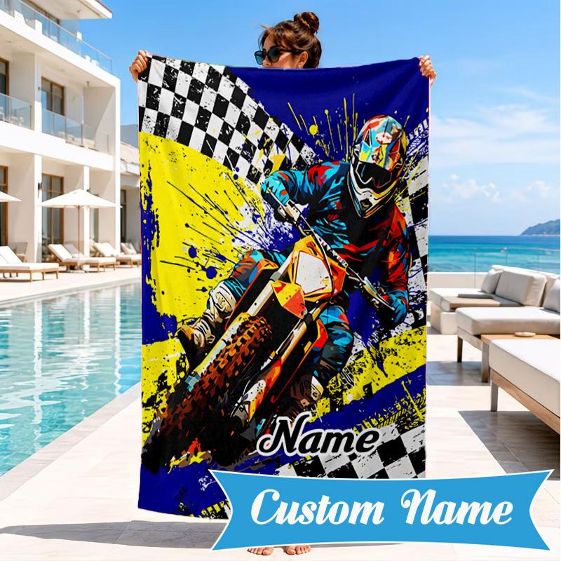 Personalisierbares Strandtuch mit Cartoon-Bagger, Mikrofaser-Strandtuch, Leicht und Schnelltrocknend, für Sommerreisen, Schwimmbad-Geschenk