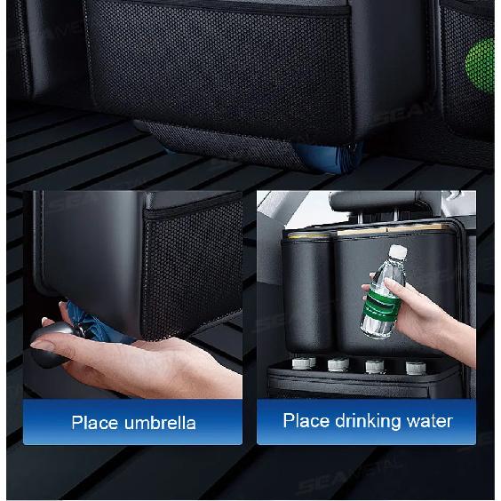 SEAMETAL High-Capacity Car Trunk Storage Bag Leatherette Seat Back Organizer Bag Detachable Hanging Universal Car Storage Pocket