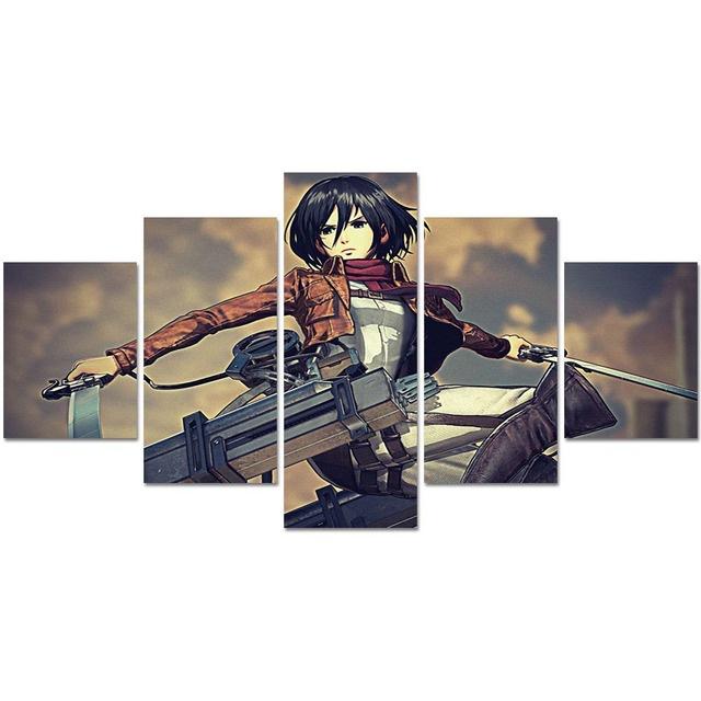 

No Frame Painting Canvas 5 Pieces ATTACK ON TITAN Poster Modular HD Prints Wall Art Pictures Modern Living Room Home Decoration 20x35 20x45 20x55cm