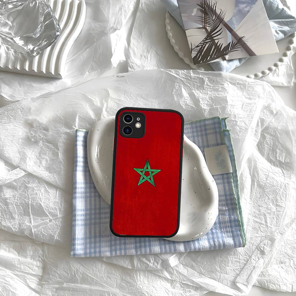 Morocco Map Flag Matte Silicone Phone Cases For IPhone 16 13 15 12 11 Pro Max Plus For IPhone 14 15 Pro