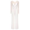Weißer Perlenverzierte Jumpsuit Romper - Modisches Lässiges Zweiteiliges Set für Damen