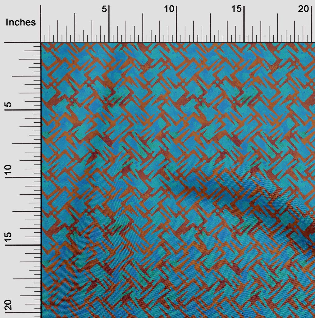 oneOone Georgette Viscose Aqua Blue Fabric Batik Fabric For Sewing Printed Craft Fabric By The Yard 42 Inch
