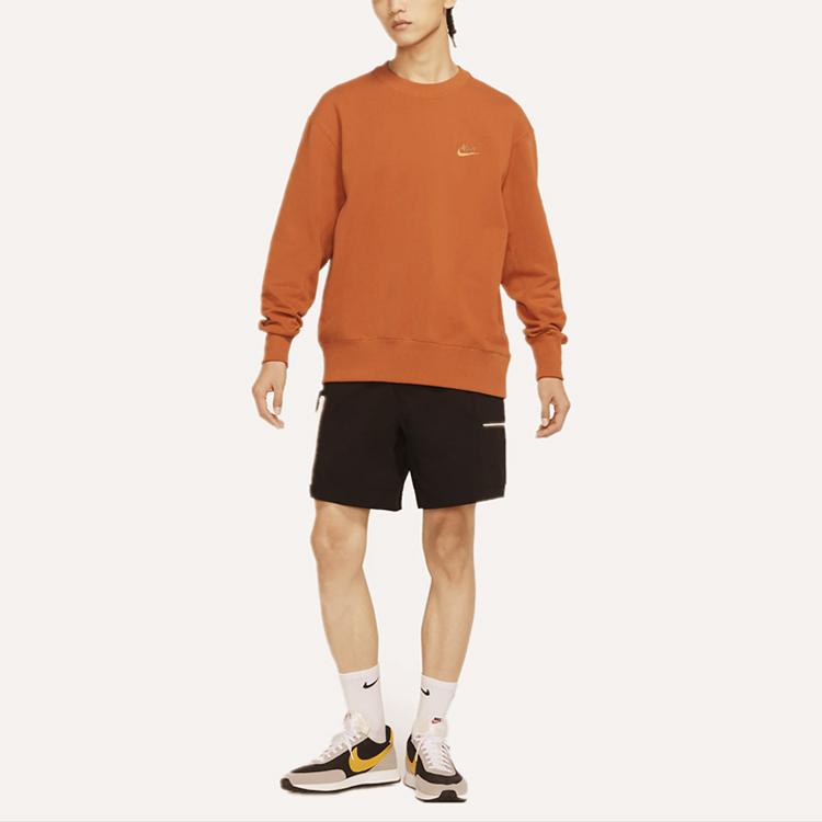 Nike Sportswear Logo Casual Pullover Sweatshirt Men Tops Orange DA0022-881